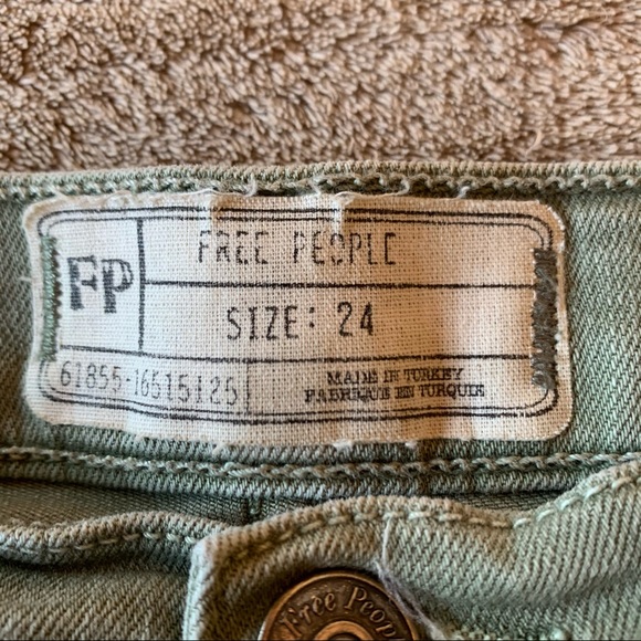 Free People Olive Green Distressed Skinny Jeans 24 - Picture 10 of 16
